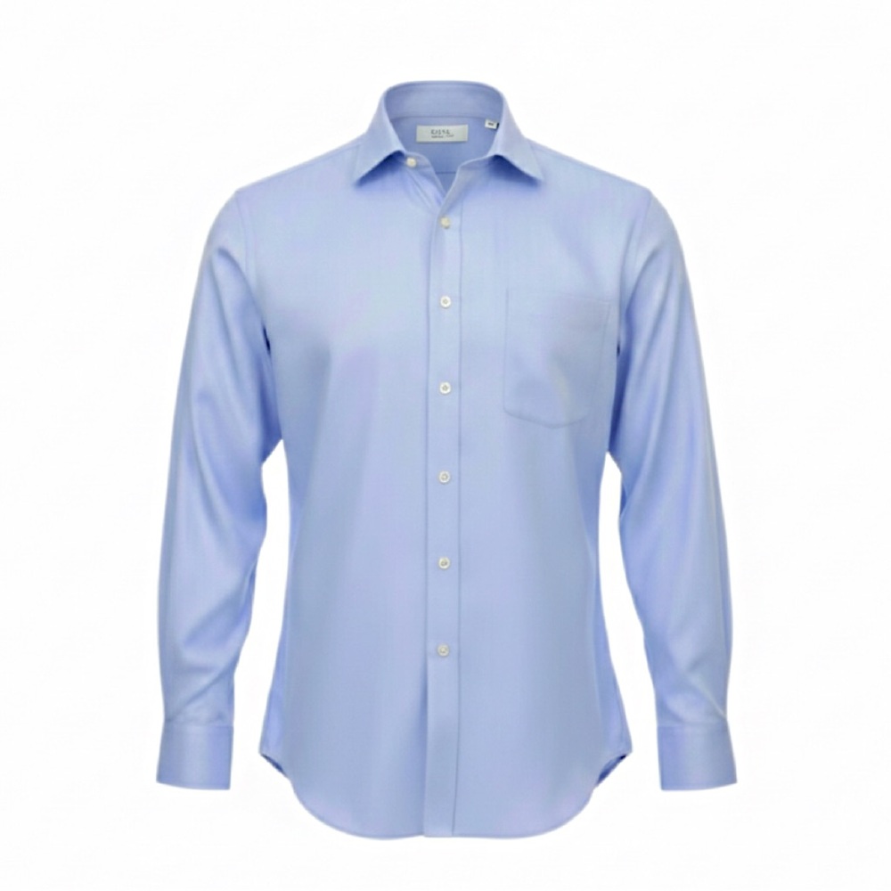 Cooper and Stewart 100% Cotton Non-Iron Blue Herringbone Shirt